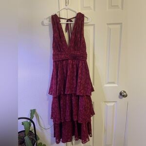Lulus Make It Mesmerizing Wine Red Dress